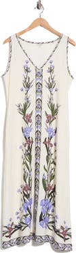 MAX STUDIO Border Print Sleeveless Maxi Dress