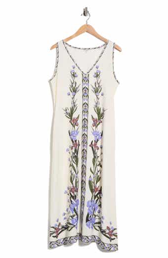 Border Print Sleeveless Maxi Dress