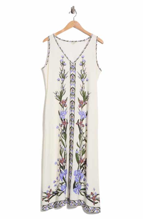 Border Print Sleeveless Maxi Dress