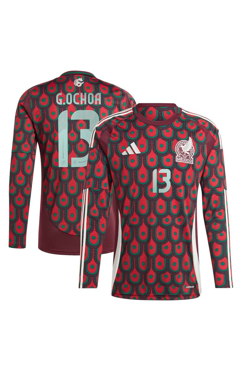 adidas Men's adidas Guillermo Ochoa Burgundy Mexico National Team 2024 Home Replica Player Long Sleeve Jersey, Main, color, 