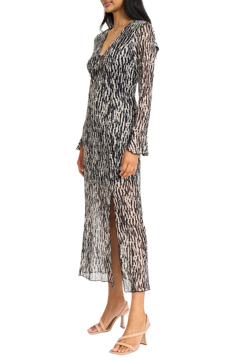 Long Sleeve Midi Sheath Dress, Alternate, color, CREAM/ BLACK