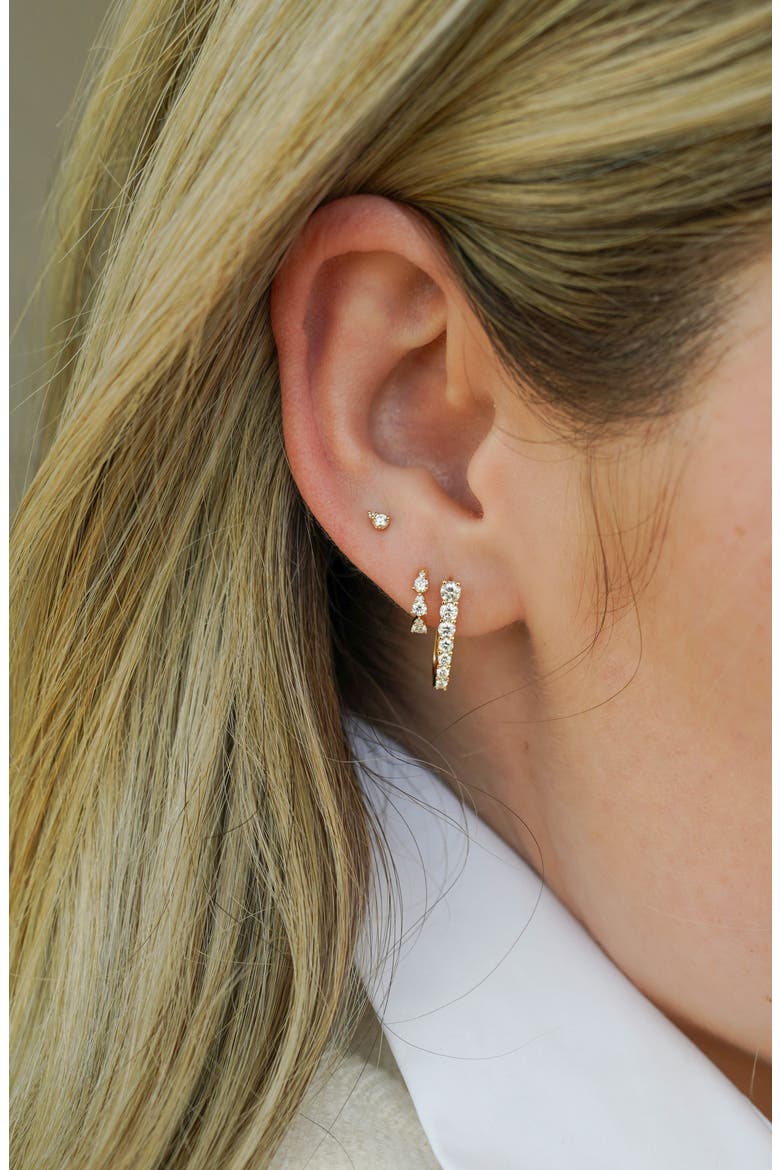 Ava Bea Graduating Diamond Hoop Earrings, Alternate, color, YELLOW GOLD/ DIAMOND