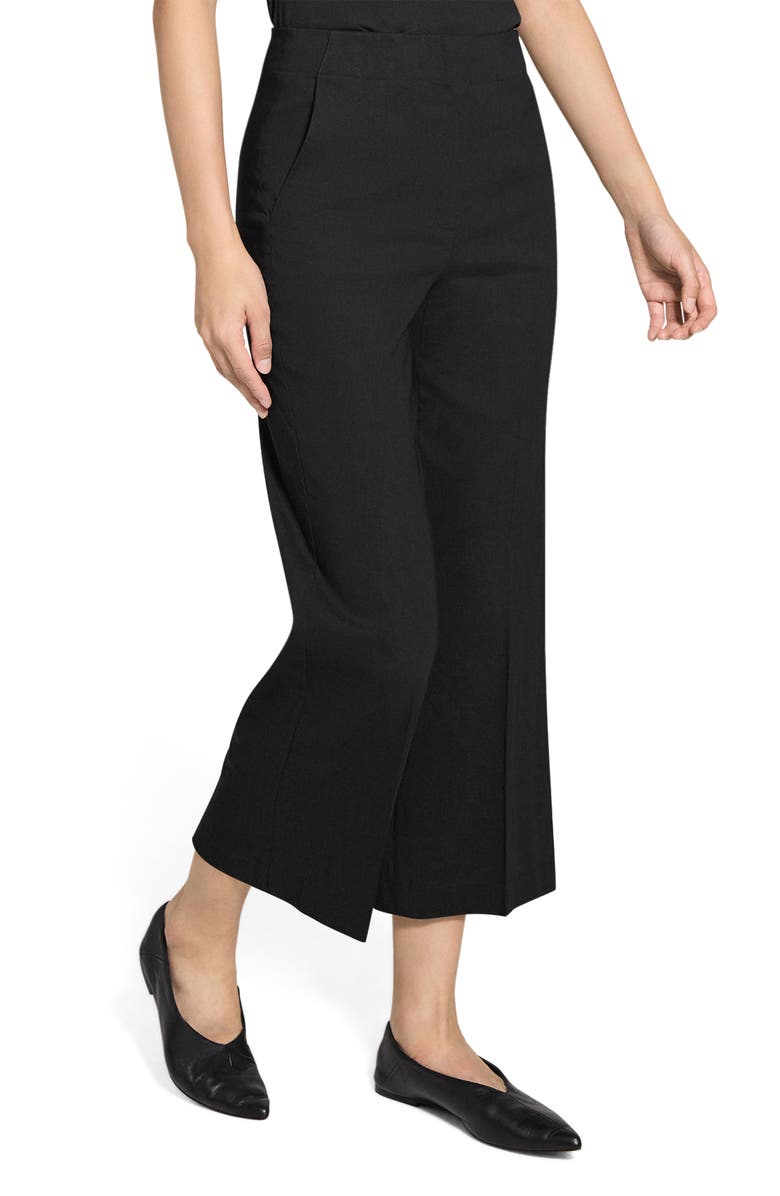 Theory Clean Terena Crop Wide Leg Linen Blend Pants, Alternate, color, Black