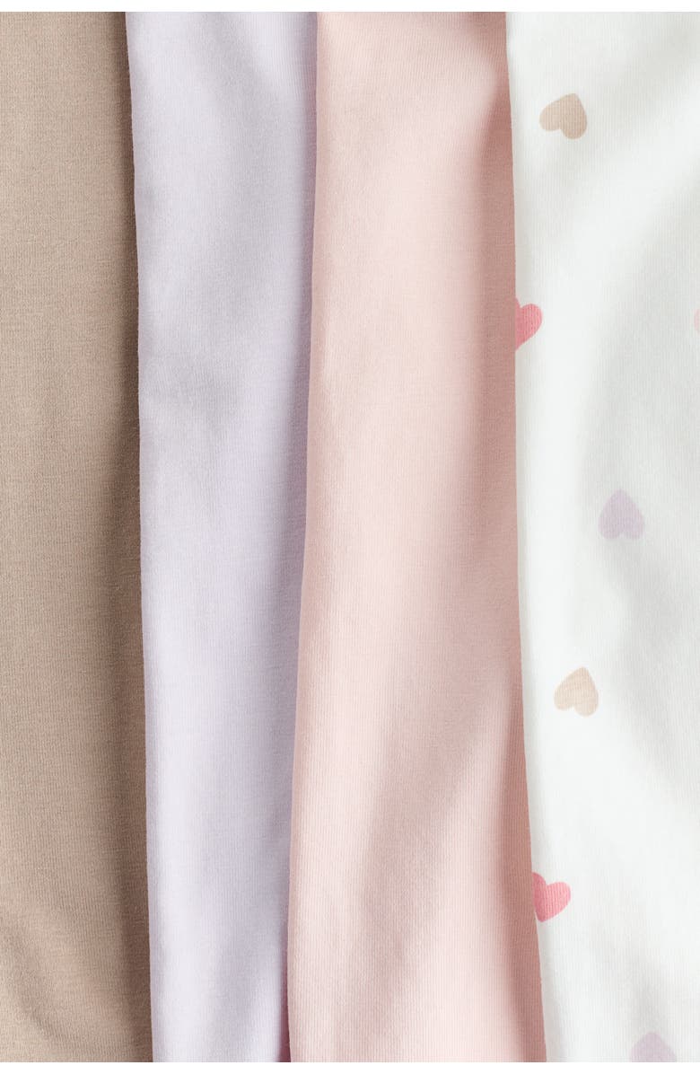 H&M 4-pack Cotton Jersey Leggings, Alternate, color, Light Purple/Hearts