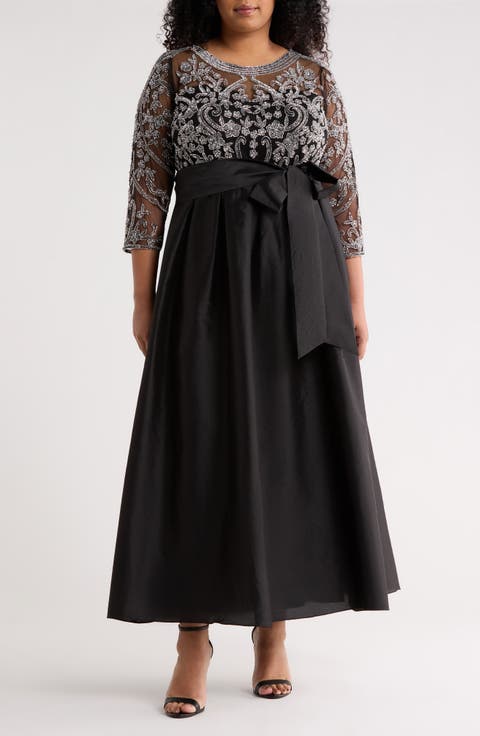 Beaded Taffeta Gown