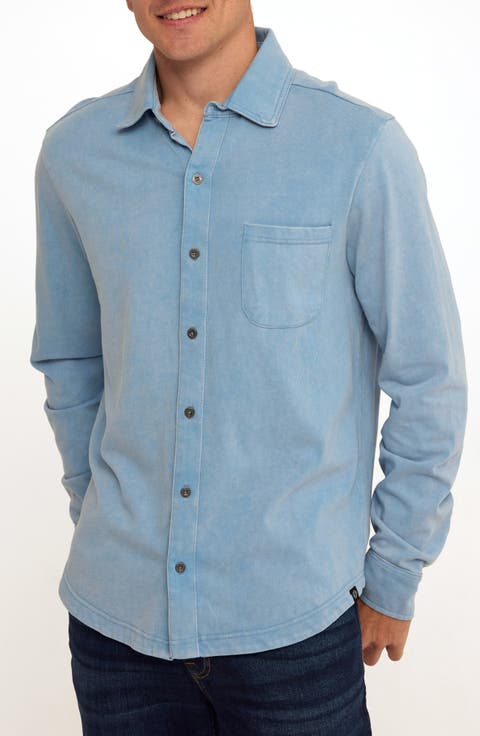 Dorain Mineral Wash Knit Button-Up Shirt