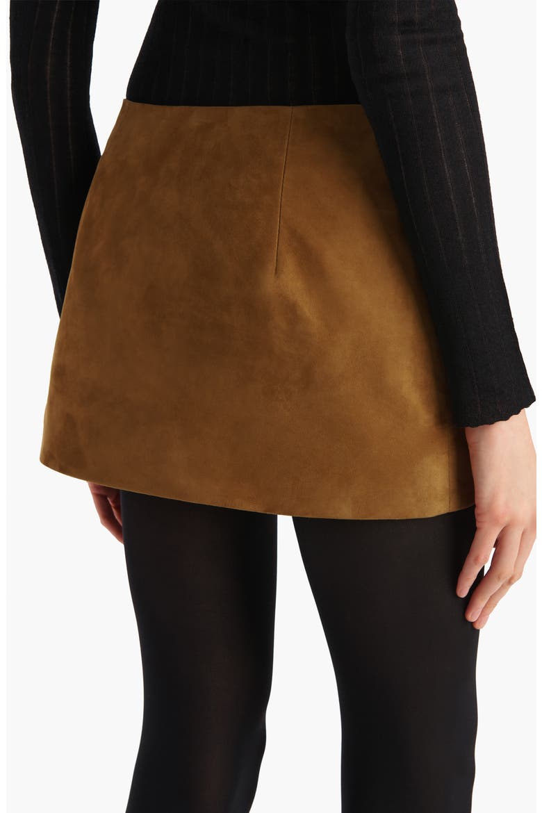 Jett Lambskin Suede Miniskirt, Alternate, color, TOFFEE