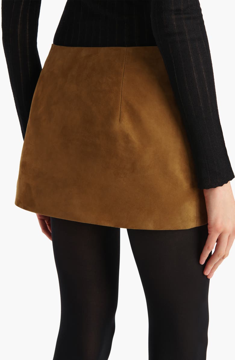 Khaite Jett Lambskin Suede Miniskirt, Alternate, color, Toffee