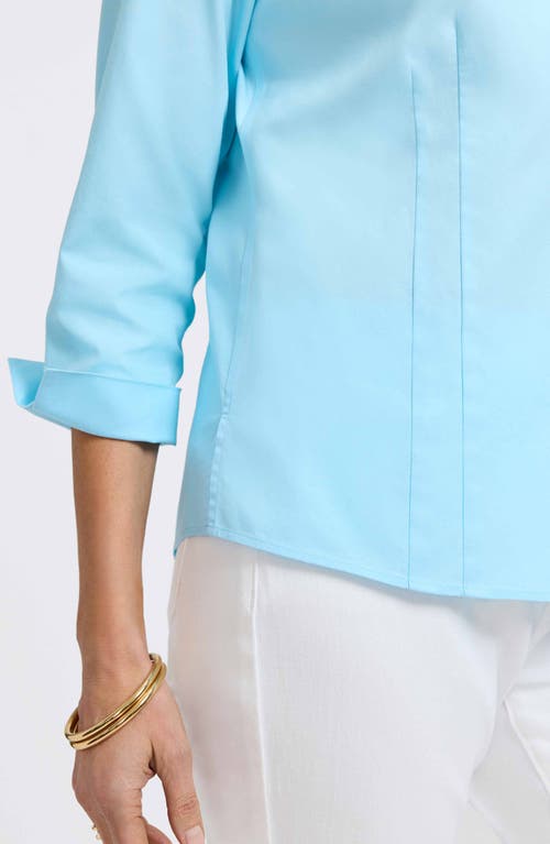Foxcroft Mary Non-iron Stretch Cotton Button-up Shirt In Soft Aqua