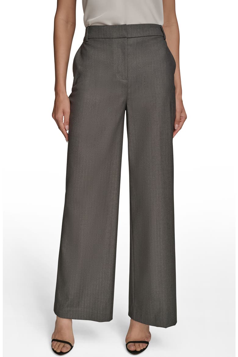 Flat Front Pinstripe Pants, Main, color, GREY/ SILVER
