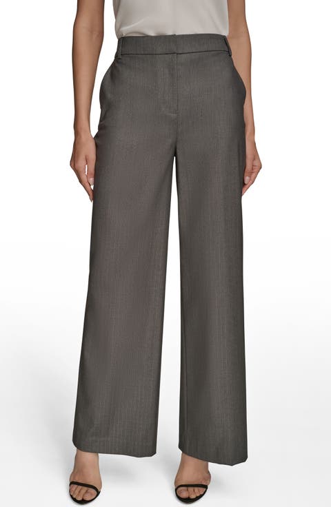 Flat Front Pinstripe Pants