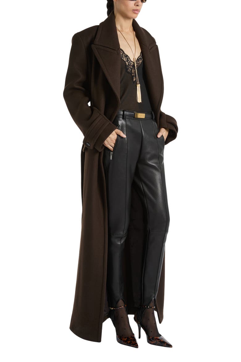 Belted Wool Cloth Coat, Main, color, dark brown