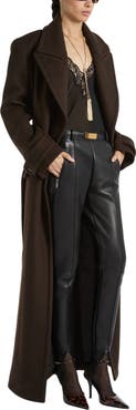 Balmain Belted Wool Cloth Coat