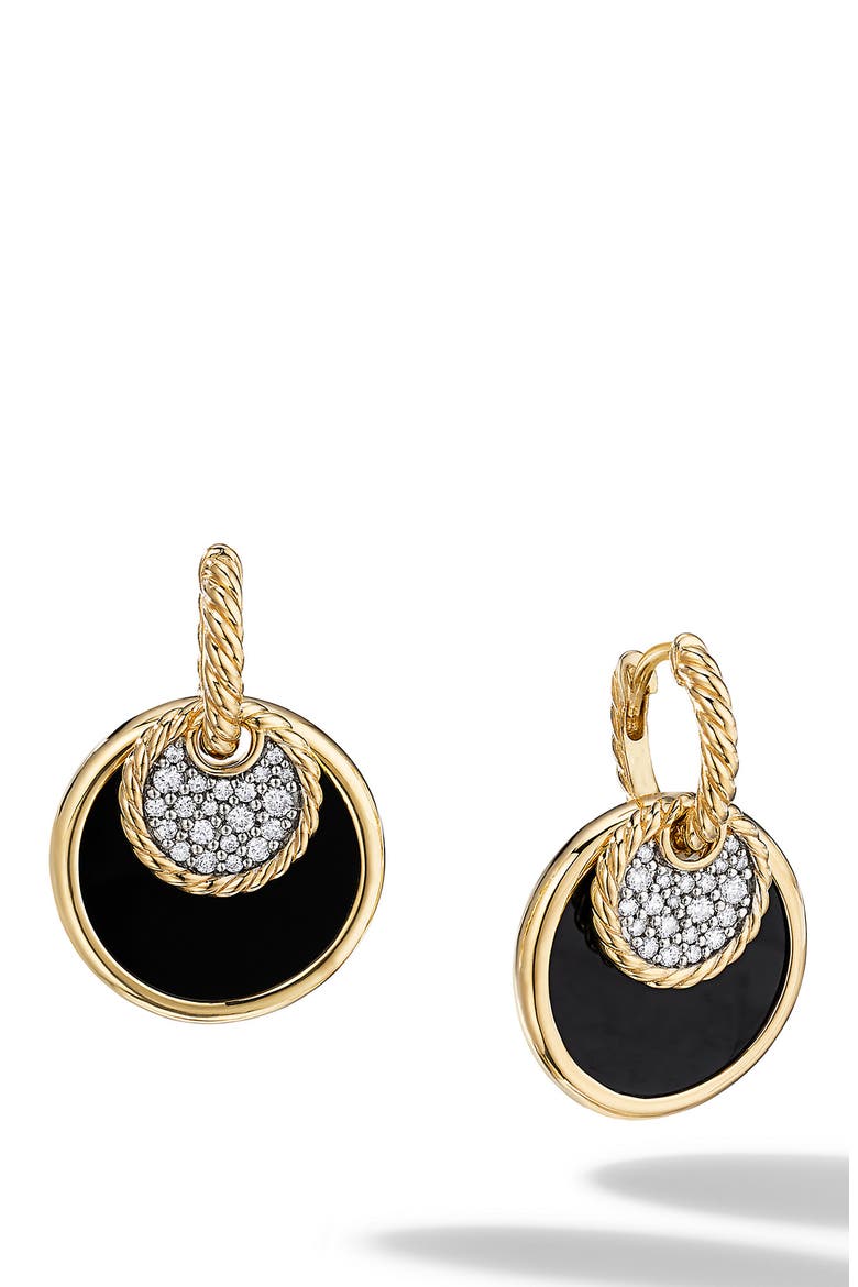 Elements Convertible Drop Earrings with Pavé Diamonds, Main, color, BLACK ONYX / YELLOW GOLD