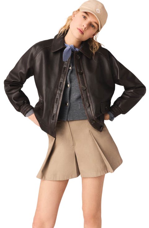 Cropped leather jacket