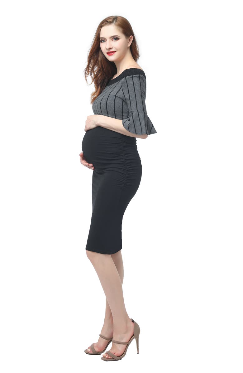 Kimi and Kai Josephine Off the Shoulder Body-Con Maternity Dress, Alternate, color,