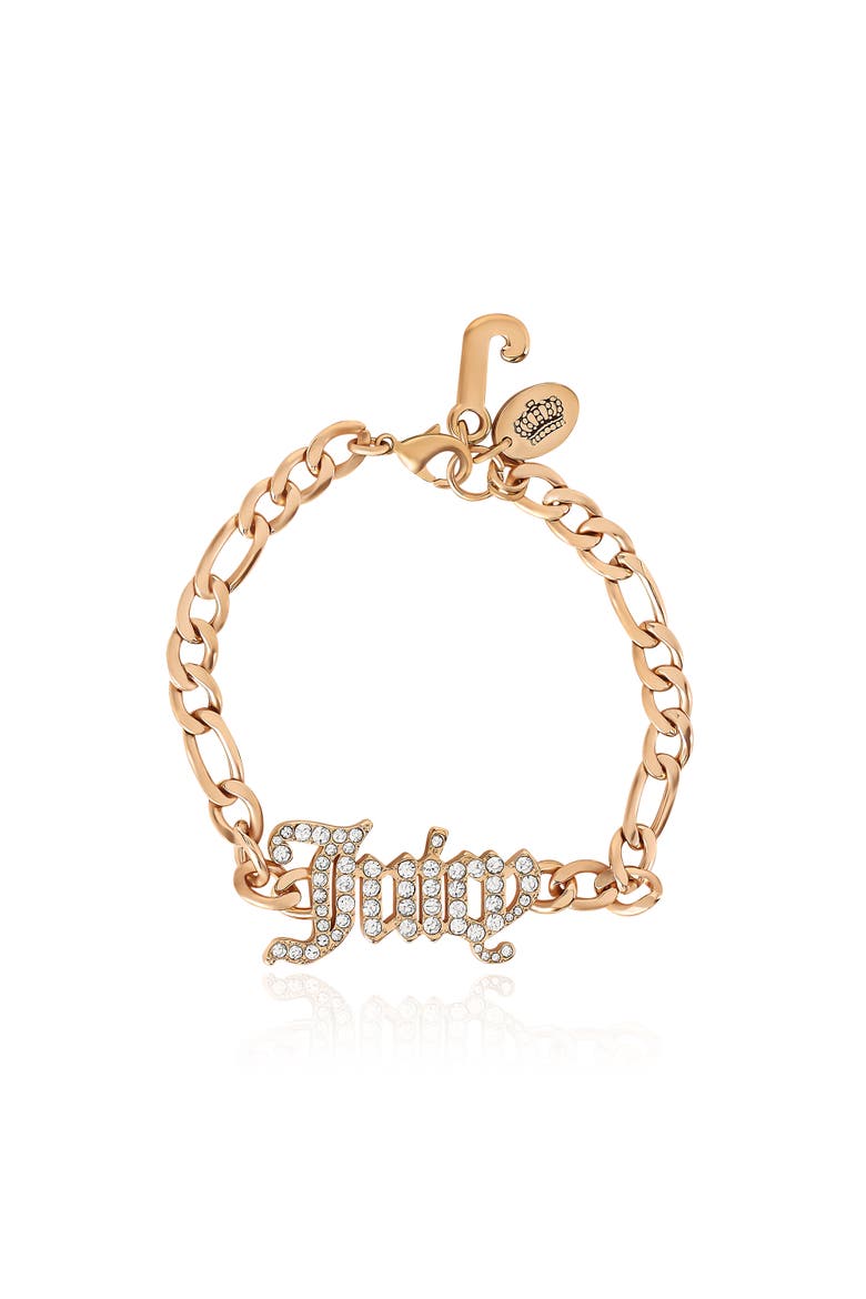 Crystal Script Logo Chain Bracelet, Main, color, Gold