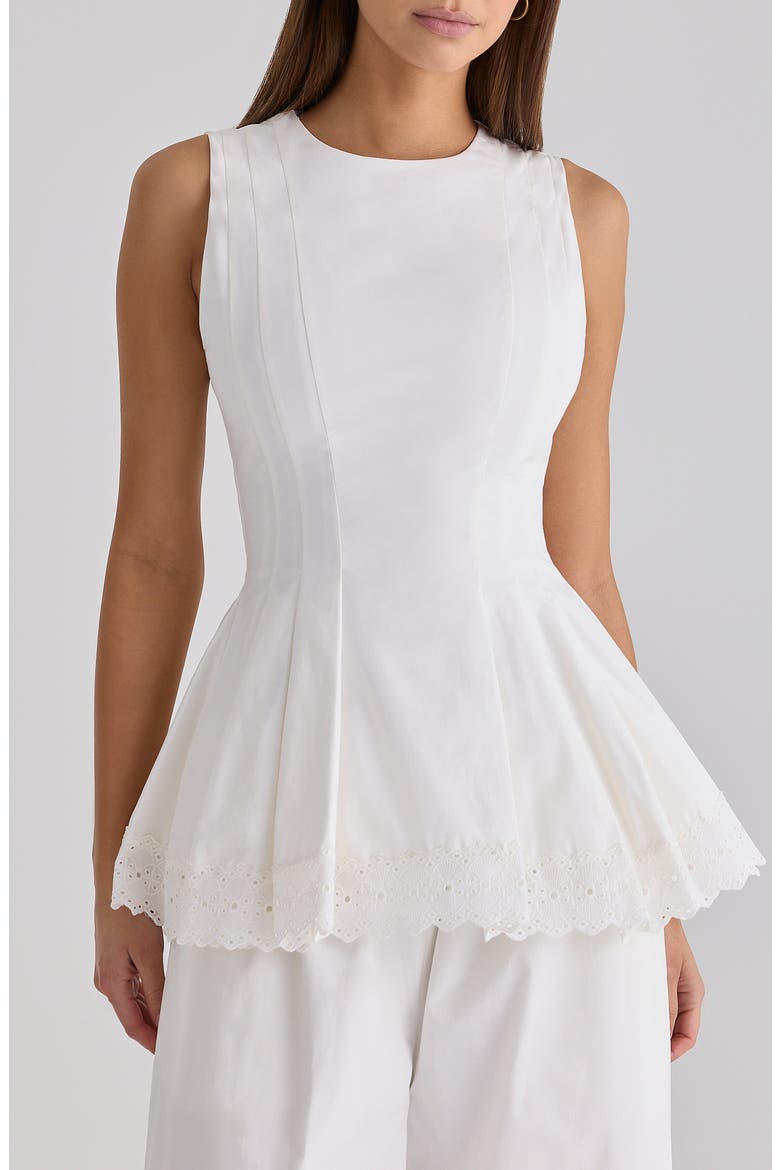 Marnie Stretch Cotton Top, Main, color, WHITE
