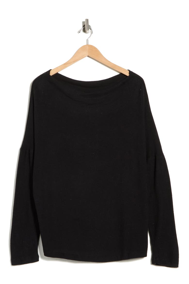 Brushed Knit Long Sleeve Top, Alternate, color, BLACK