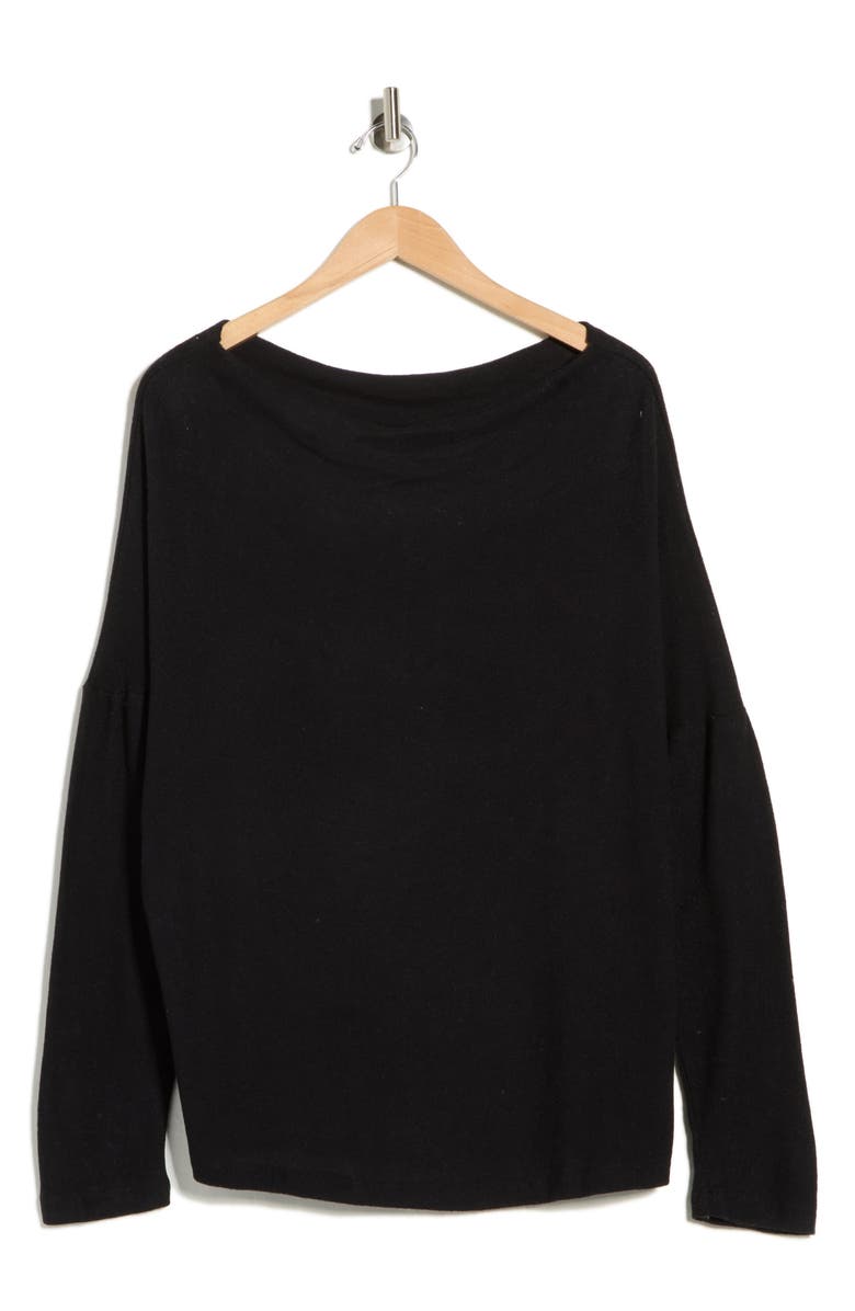 Renee C Brushed Knit Long Sleeve Top, Alternate, color, Black