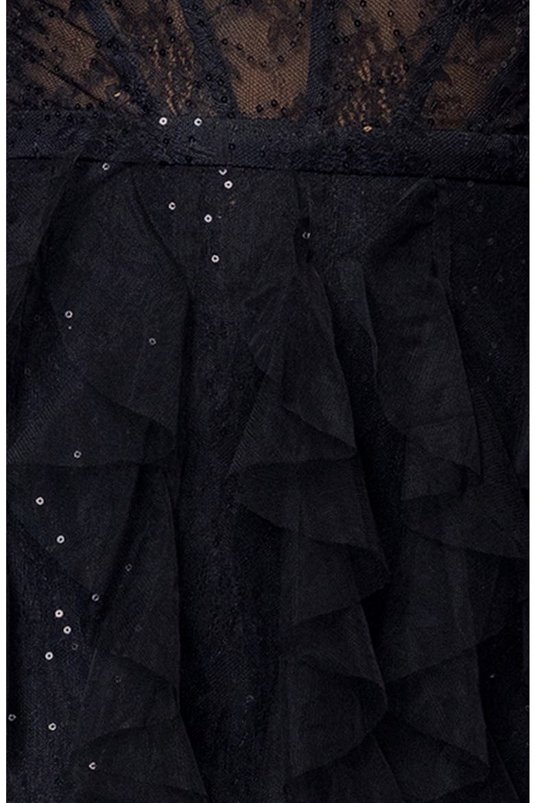 Sequin Lace Strapless Gown, Alternate, color, BLACK