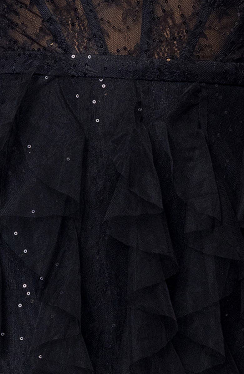 Betsy & Adam Sequin Lace Strapless Gown, Alternate, color, 