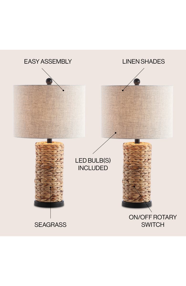 JONATHAN Y Elicia 25" 1-Light Coastal Water Hyacinth LED Table Lamp, Alternate, color, Natural