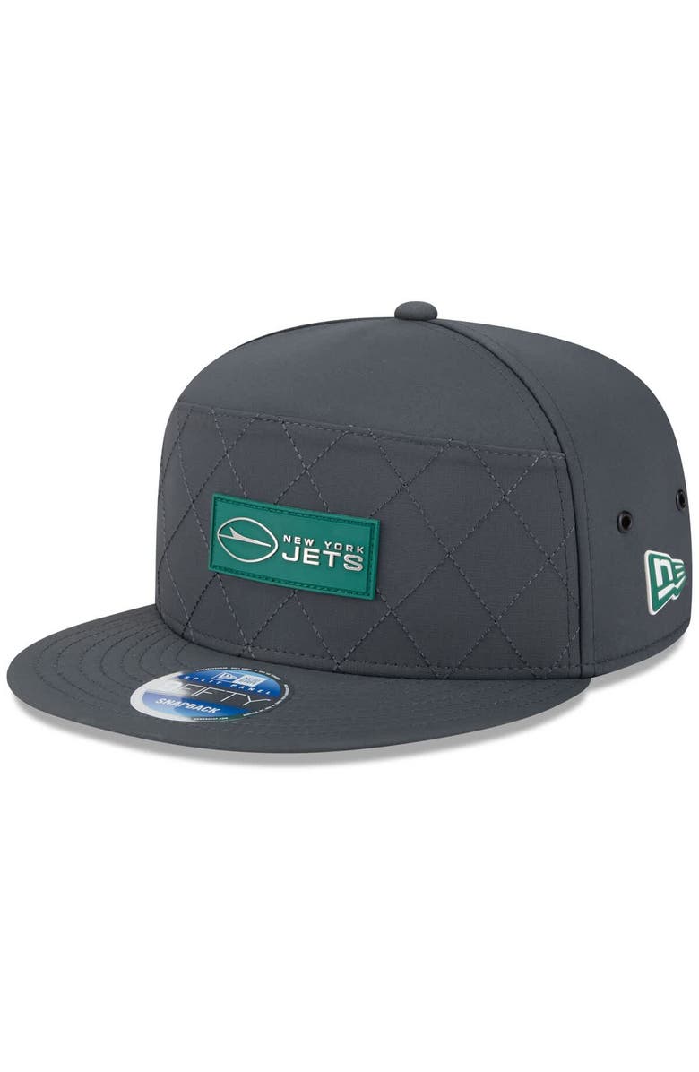New Era Men's New Era Charcoal New York Jets 2025 Sideline Cold Weather Split Panel 9FIFTY Snapback Hat, Main, color, Charcoal