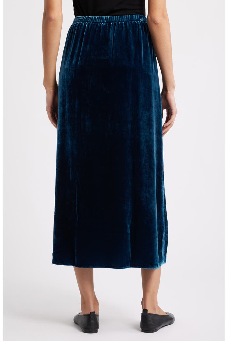 Velvet Midi A-Line Skirt, Alternate, color, ATLANTIS