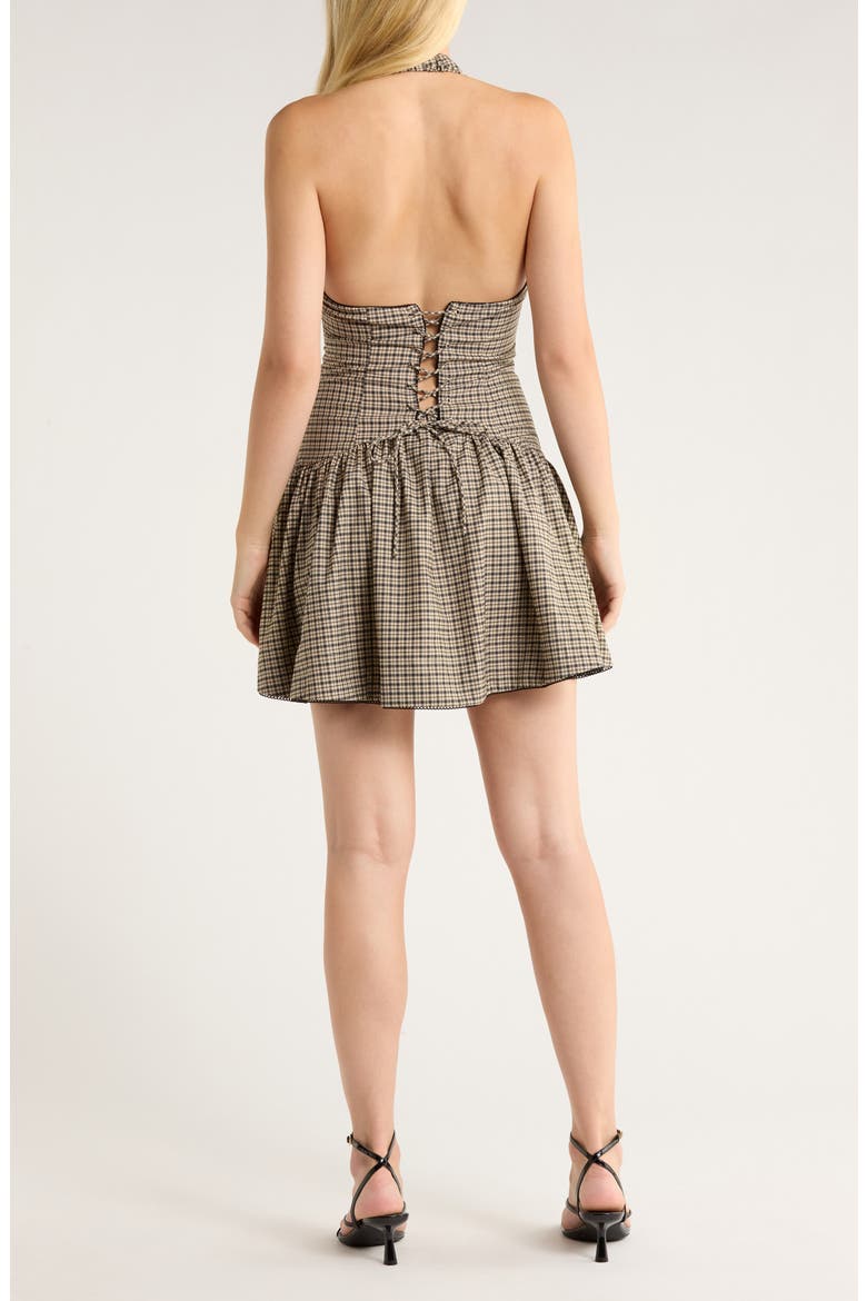 Ollie Sleeveless Halter Minidress, Alternate, color, BEIGE/CHARCOAL