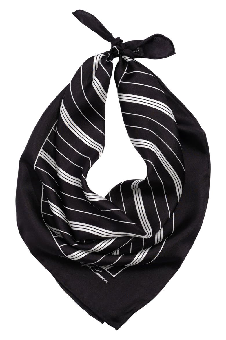 Classic Polka Dot Silk Square Scarf, Main, color, BLACK
