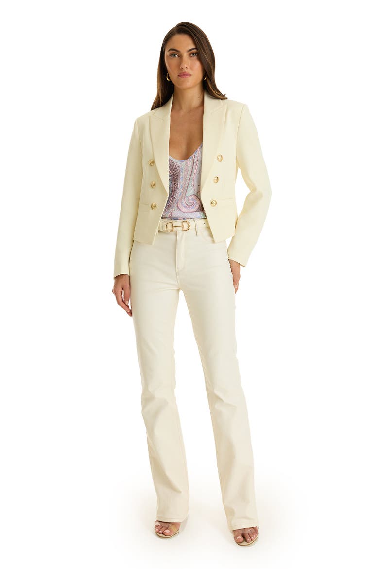 Gabrielle Double Breasted Tweed Blazer, Alternate, color, Pearl