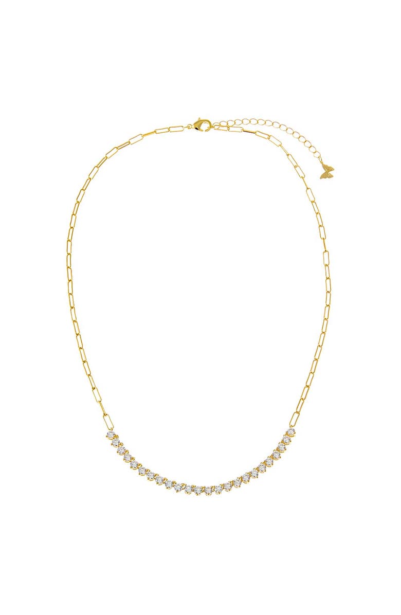 BY ADINA EDEN CZ Half Tennis Paperclip Necklace, Alternate, color, 
