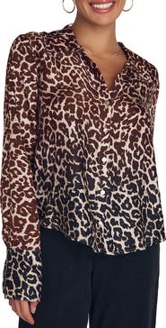 Bella Dahl Ombré Leopard Print Button-Up Shirt