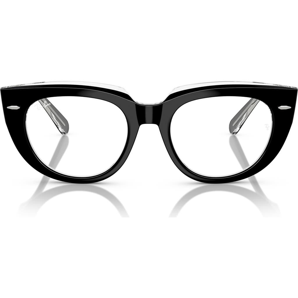 Ray Ban Ray-ban 50mm Square Optical Glasses In Transparent Grey