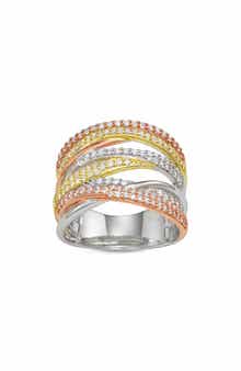 FZN Tri-Tone Cubic Zirconia Multiband Ring