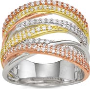 FZN Tri-Tone Cubic Zirconia Multiband Ring