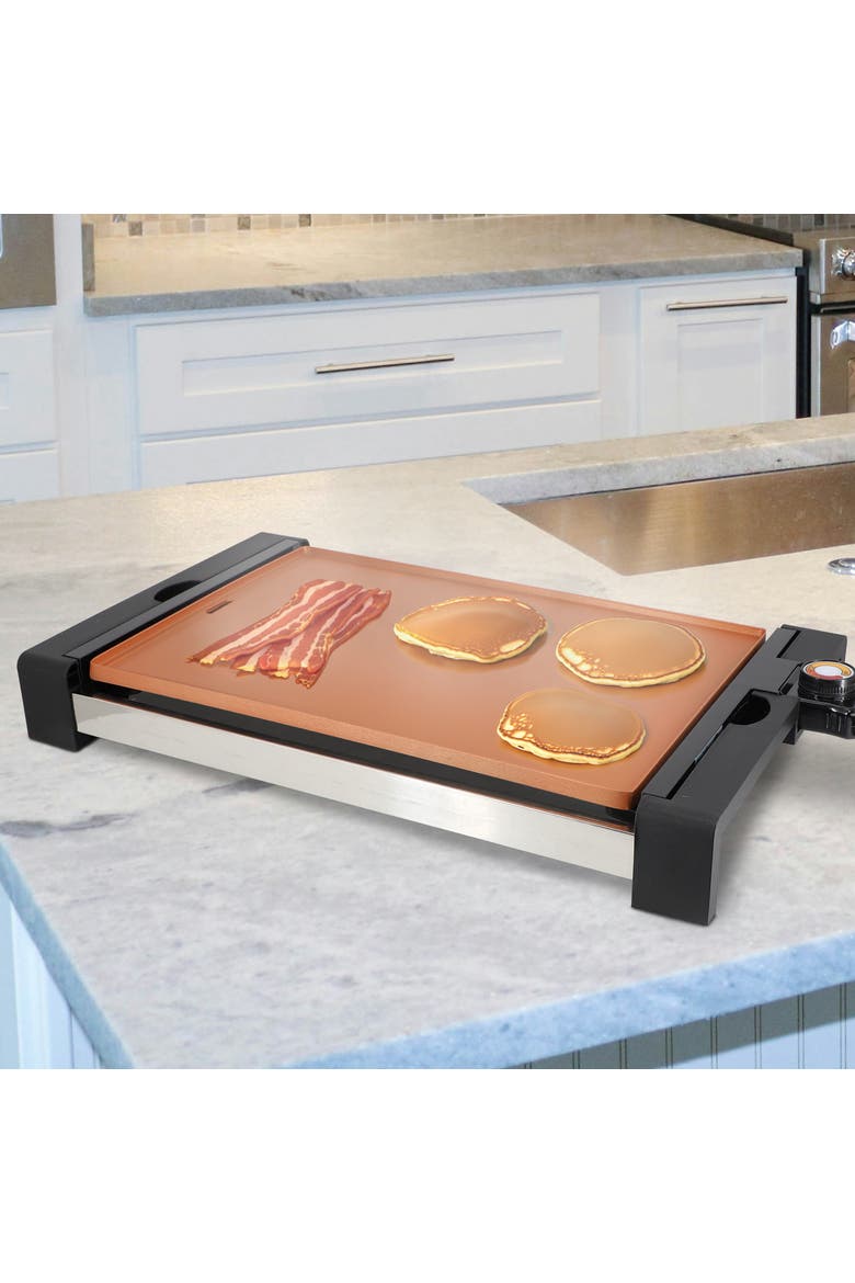 21.63 Inch Copper Electric Grill with Non-Stick Coating, Alternate, color, Black