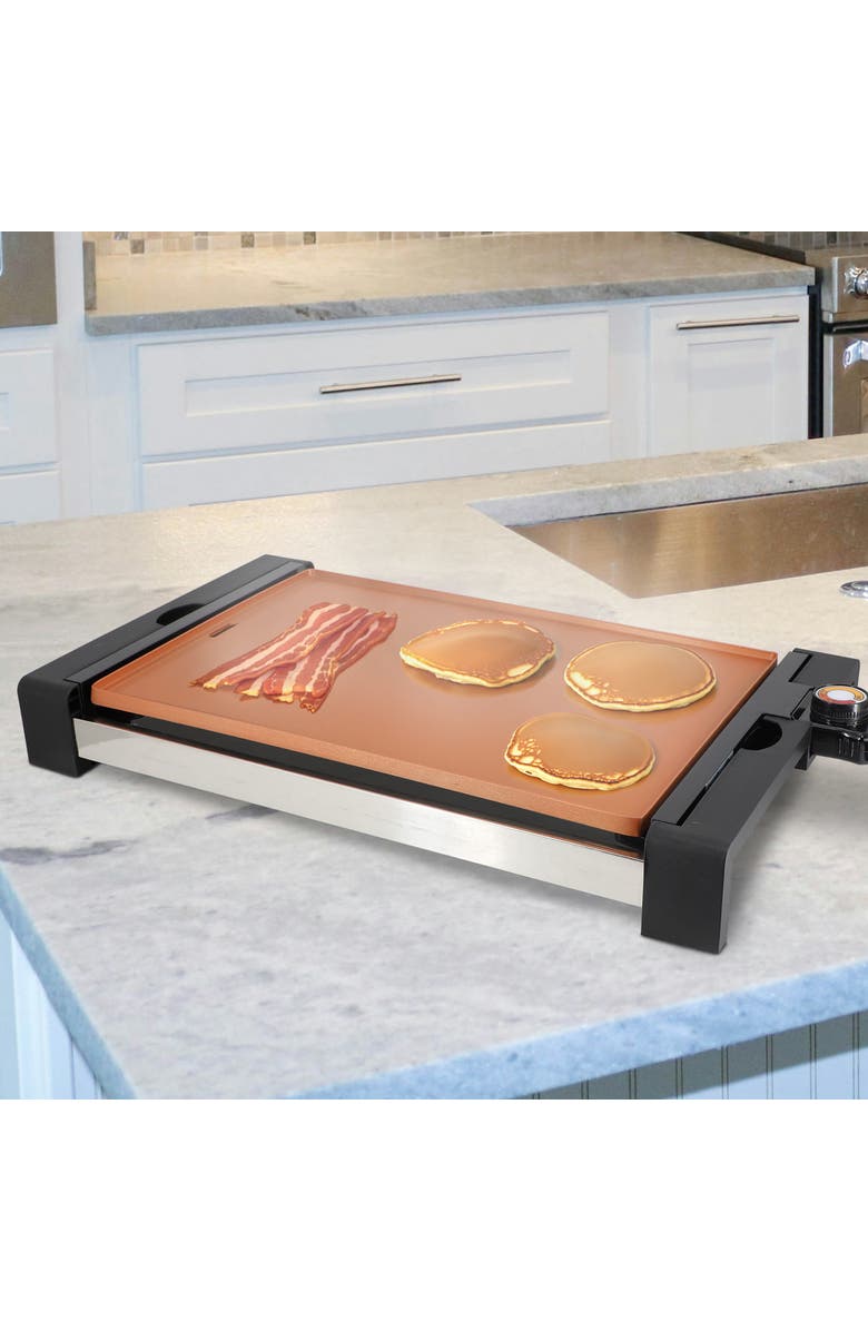 Megachef 21.63 Inch Copper Electric Grill with Non-Stick Coating, Alternate, color, Black