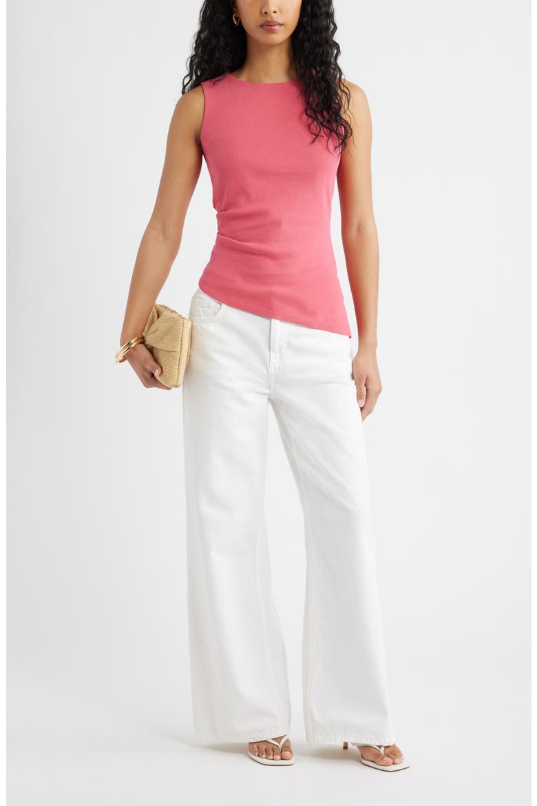 Asymmetric Rib Cotton Tank, Alternate, color, PINK PARTY