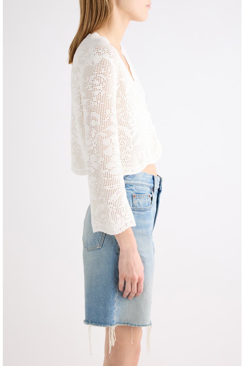 Pointelle Stitch Organic Cotton Cardigan, Alternate, color, WHITE
