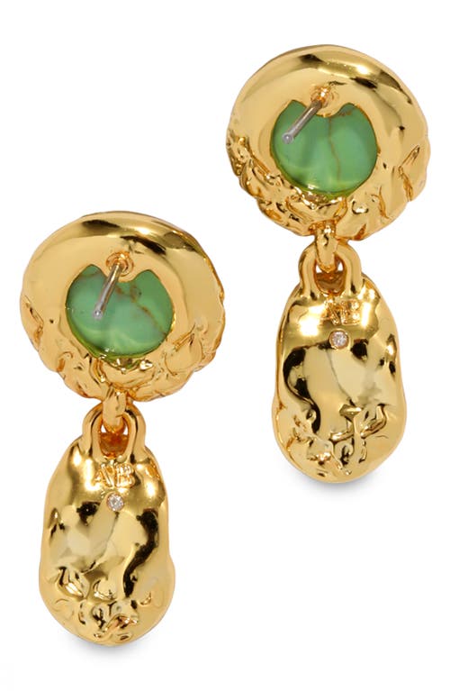 ALEXIS BITTAR ALEXIS BITTAR BRUT RECONSTITUTED TURQUOISE COIN DROP EARRINGS 