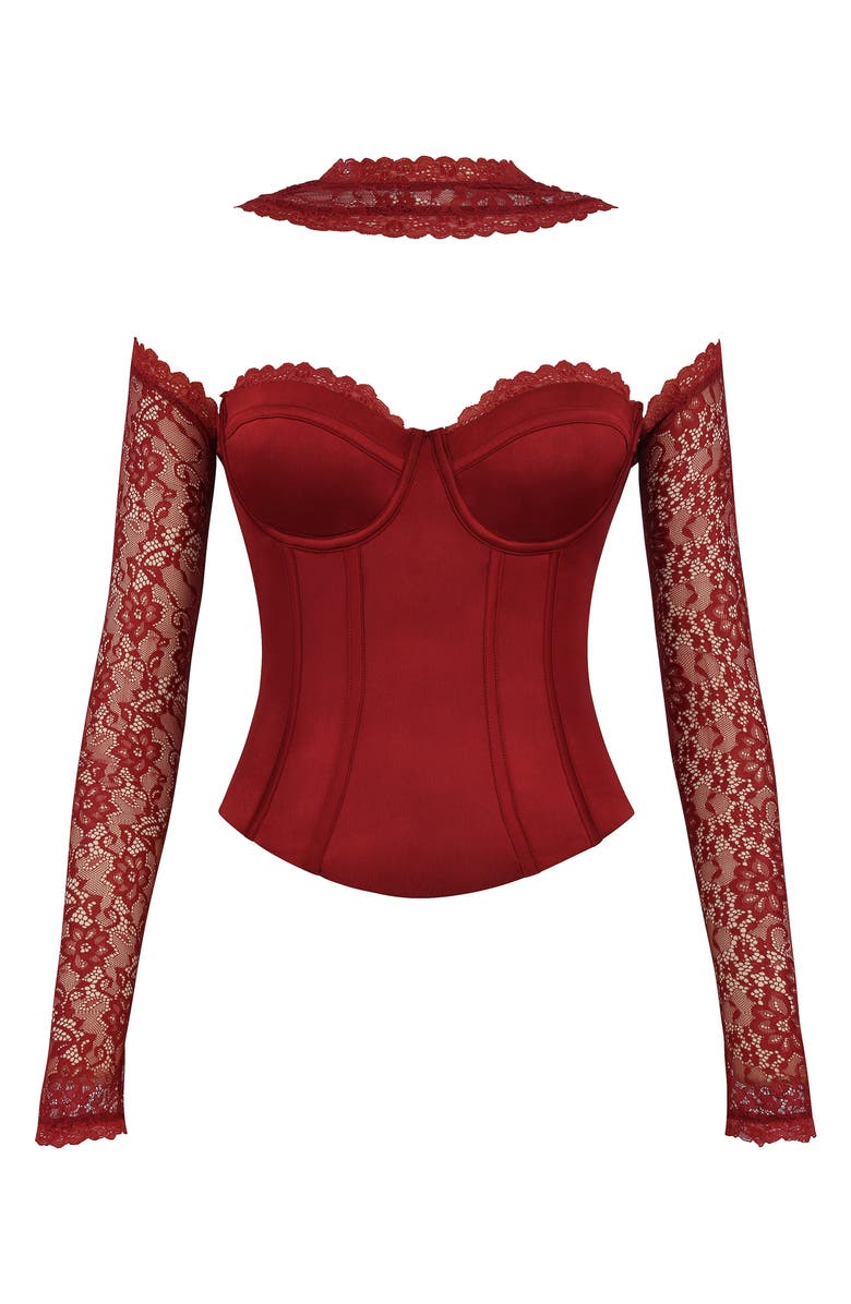 Mistress Rocks Lace Corset Top, Alternate, color, Cherry White