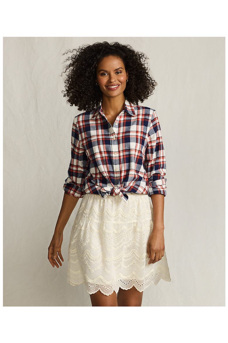 Flannel Boyfriend Fit Shirt, Alternate, color, Navy/Bourbon Plaid