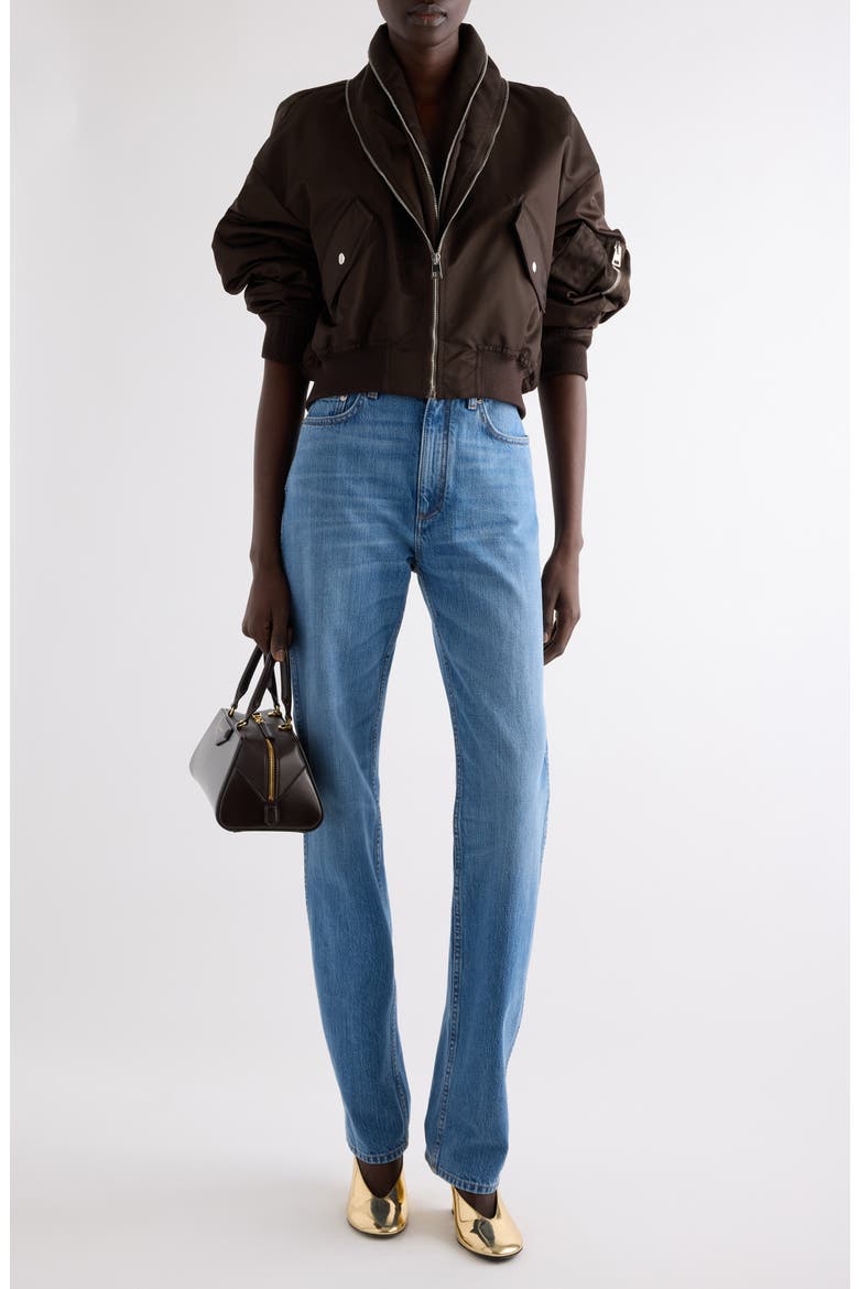 Zip Shawl Collar Bomber Jacket, Alternate, color, BROWN