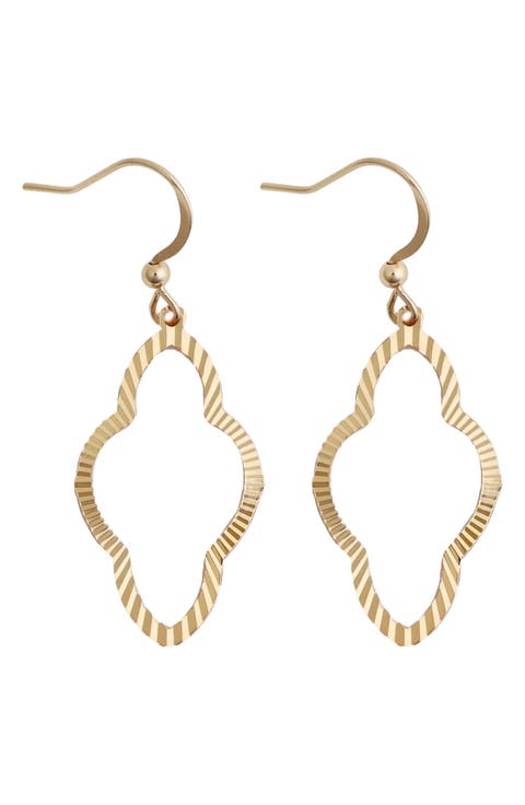 Textured Quatrefoil Drop Earrings