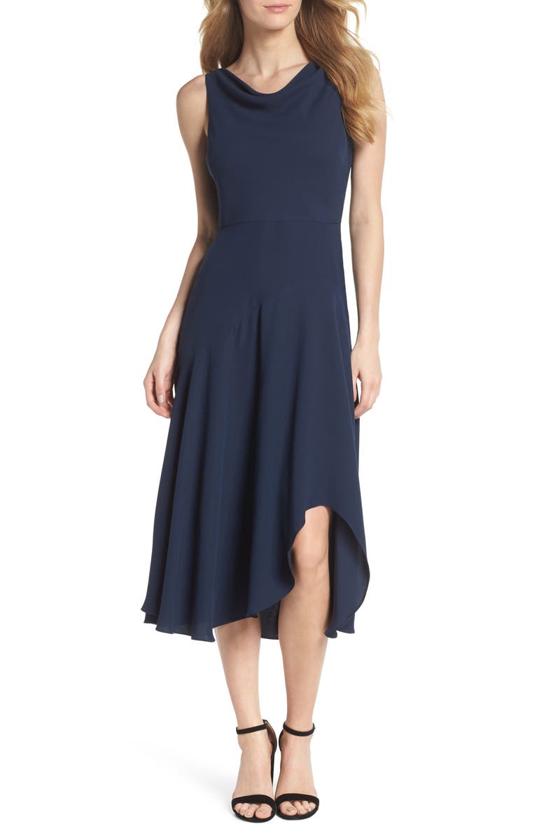 Gal Meets Glam Collection Juliet Cowl Neck Crepe Dress, Main, color, 