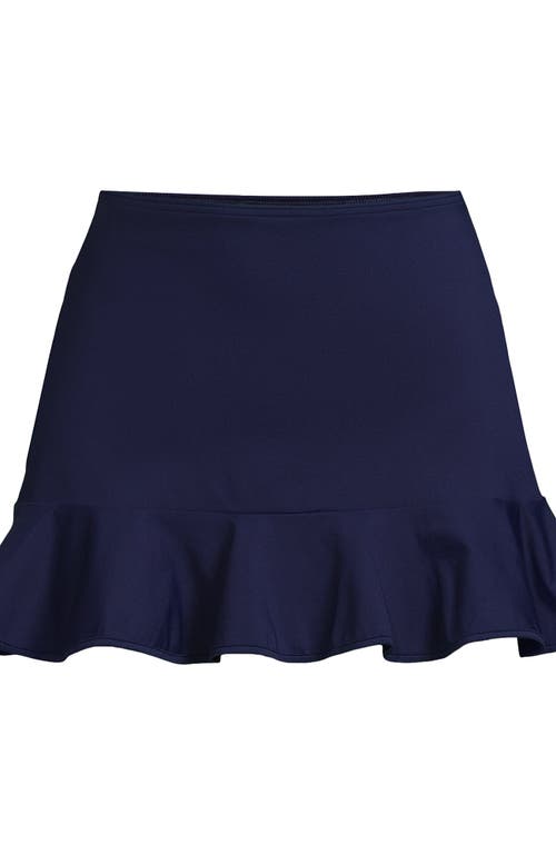 Lands' End Plus Size Pique Ruffle Hem Mini Swim Skirt In Deep Sea Navy