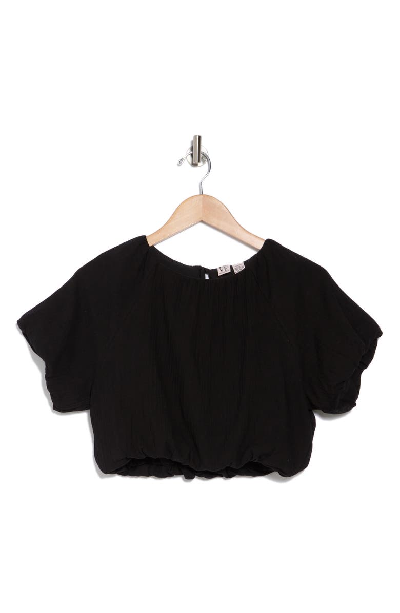 Love By Design Anna Bubble Hem Crop Top, Alternate, color, Black