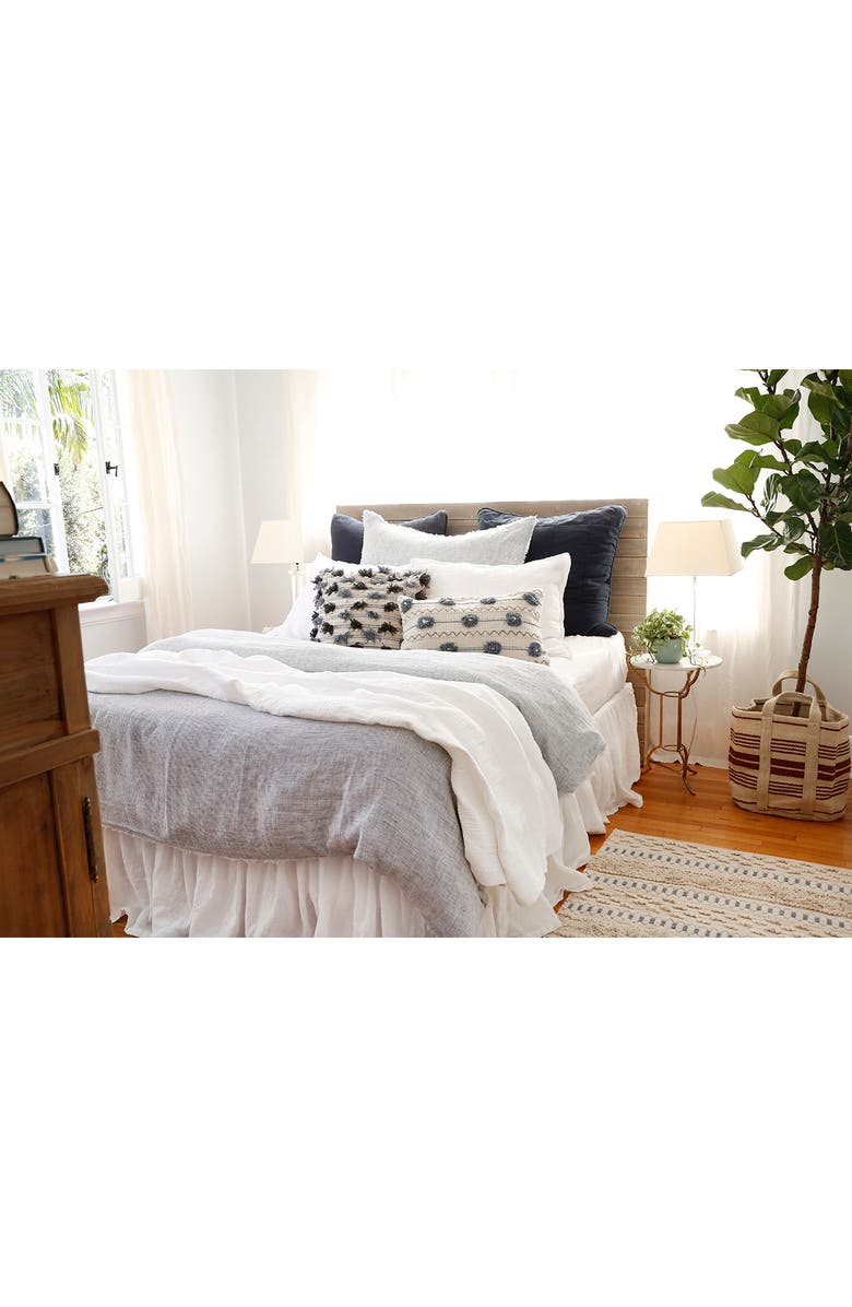 Pom Pom at Home Gathered Linen Bedskirt, Alternate, color, White